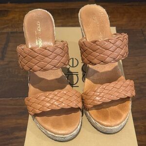 Corkys Braided Double-Strap Espadrille Wedges - Camel